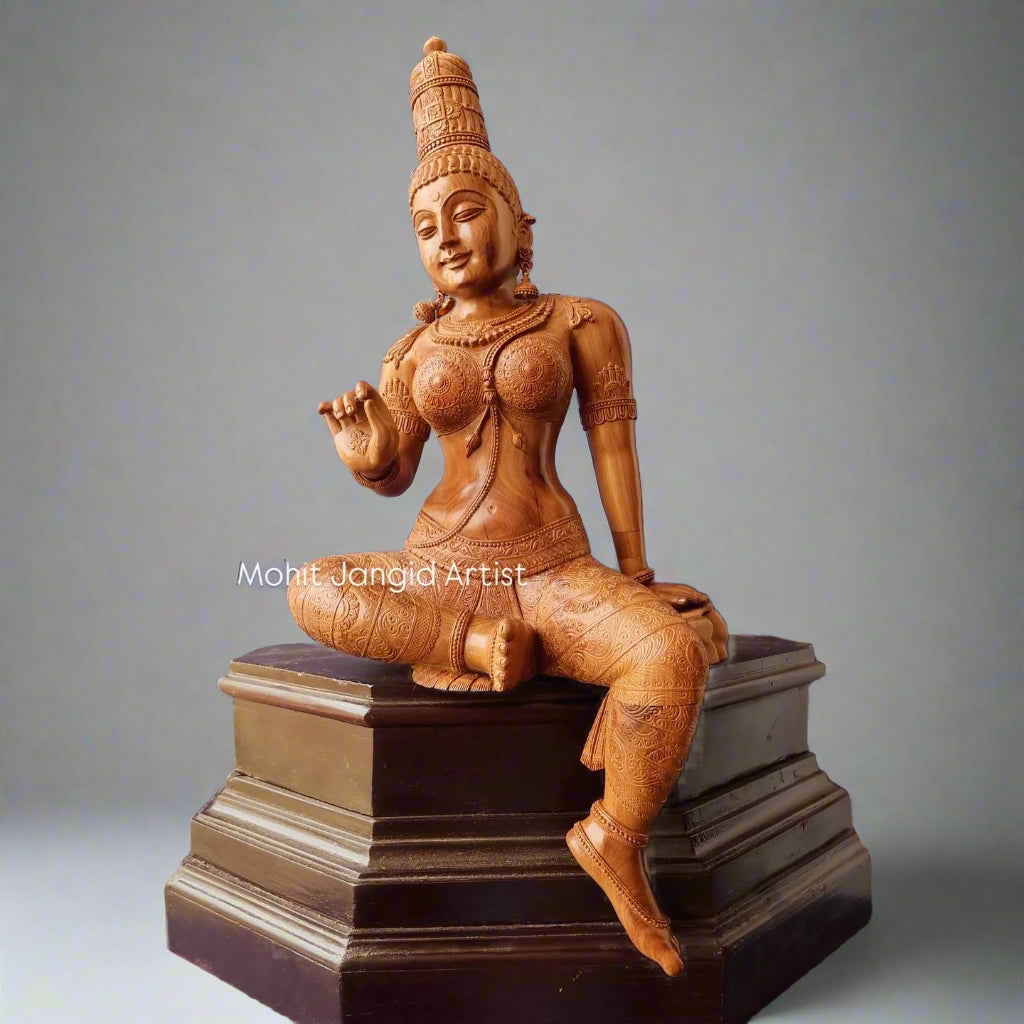 Sandalwood scupture of Devi Uma as Bhogashakti