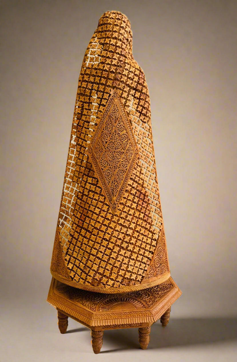 Sandalwood fine Carved Art Piece Rajasthani Lady