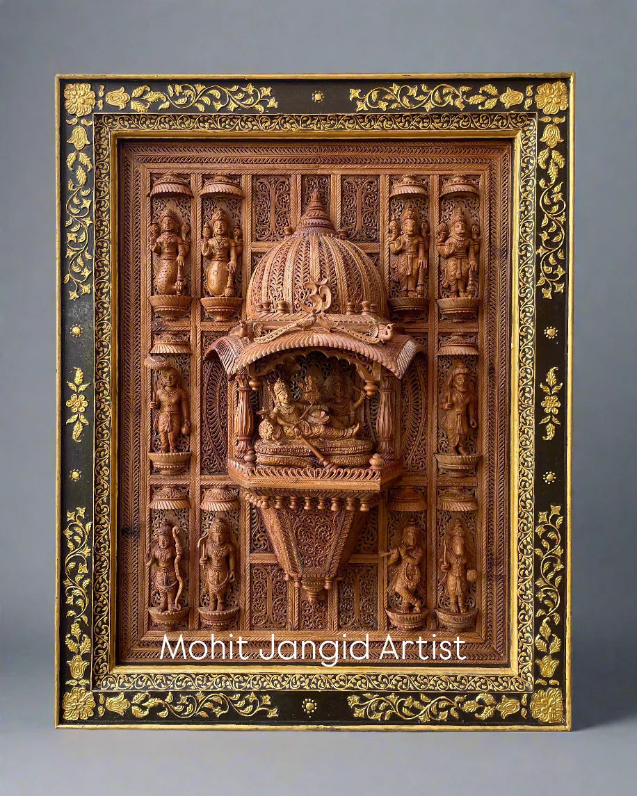Sandalwood Hand Carved Lord Vishnu Dashavatar JHAROKHA