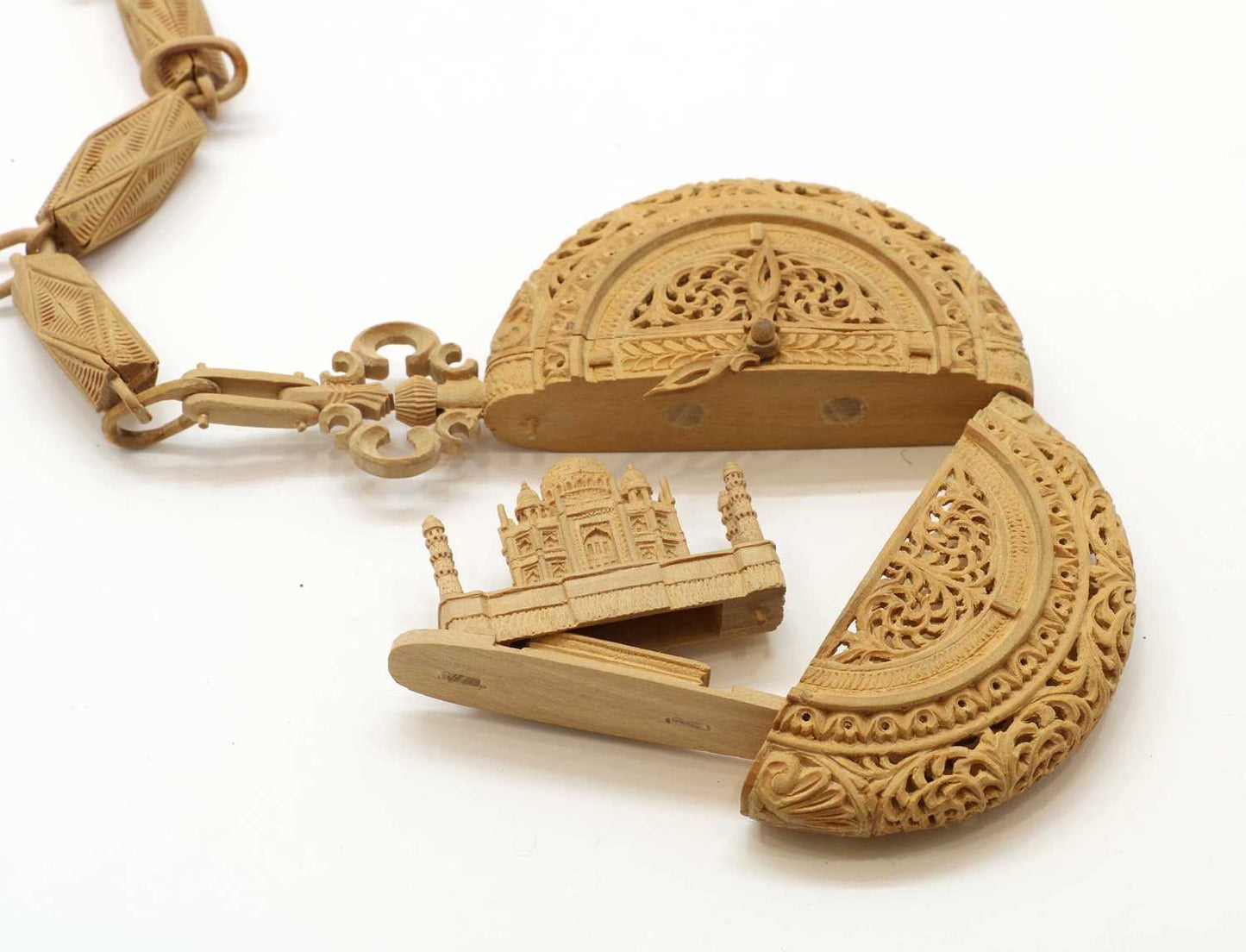 Sandalwood Carved Opening Pocket Watch Collective Piece