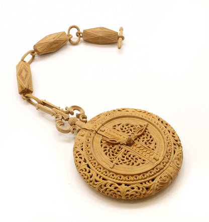 Sandalwood Carved Opening Pocket Watch Collective Piece