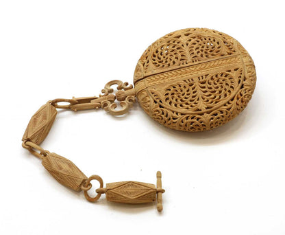 Sandalwood Carved Opening Pocket Watch Collective Piece
