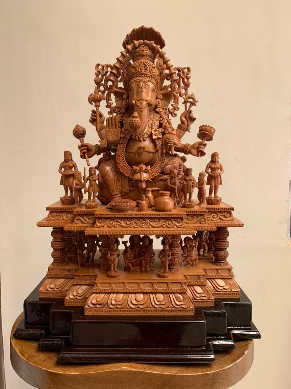 Sandalwood GANESH DARBAR Statue