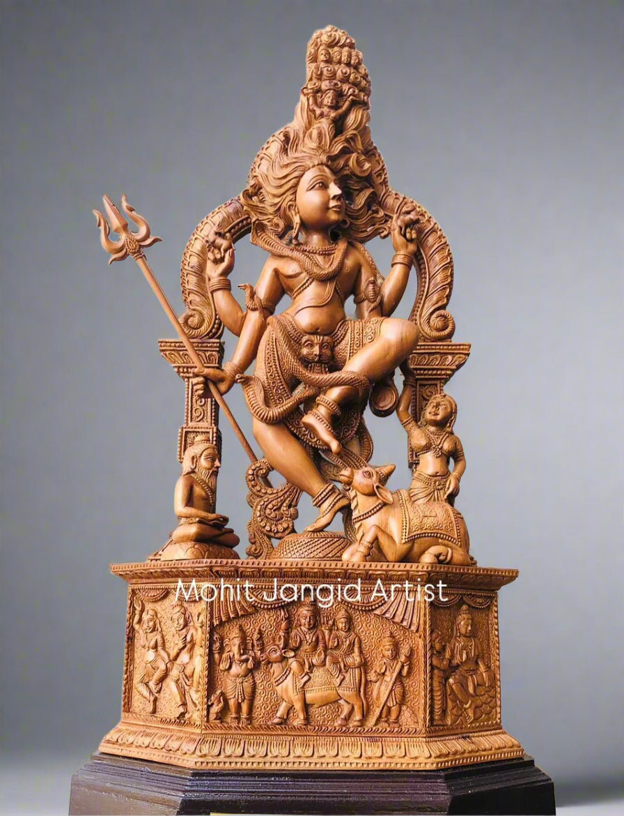 Sandalwood Carved Dancing Shiva Statue