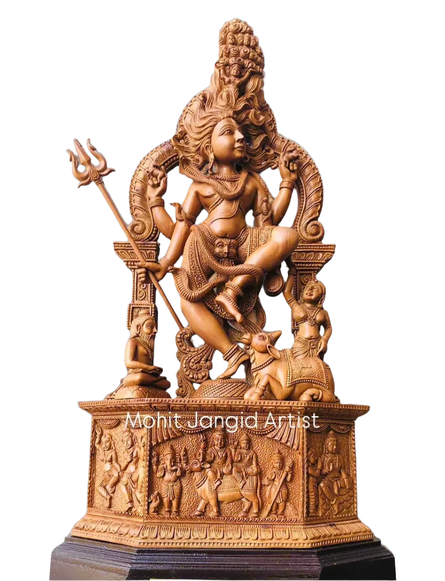 Sandalwood Carved Dancing Shiva Statue