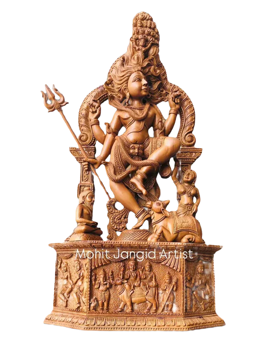 Sandalwood Carved Dancing Shiva Statue