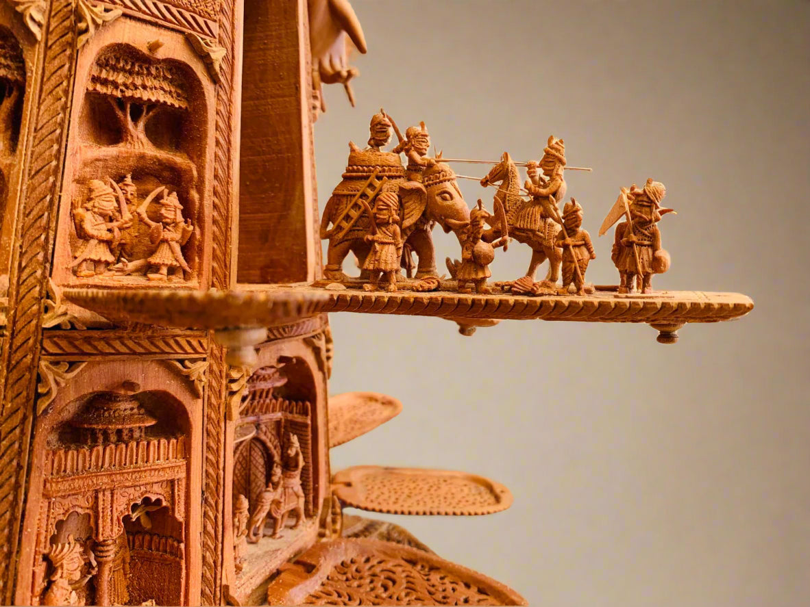 Sandalwood fine Carved Art Piece Rajasthani Lady