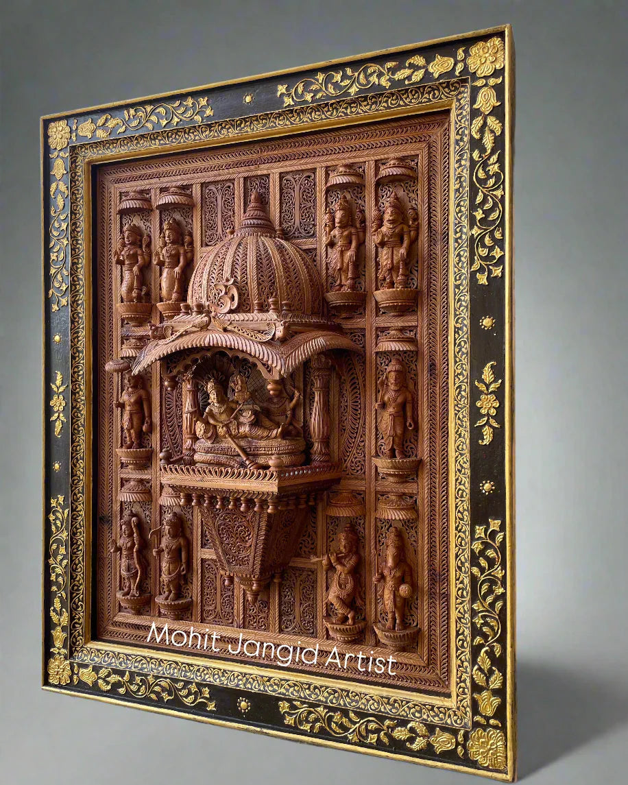 Sandalwood Hand Carved Lord Vishnu Dashavatar JHAROKHA
