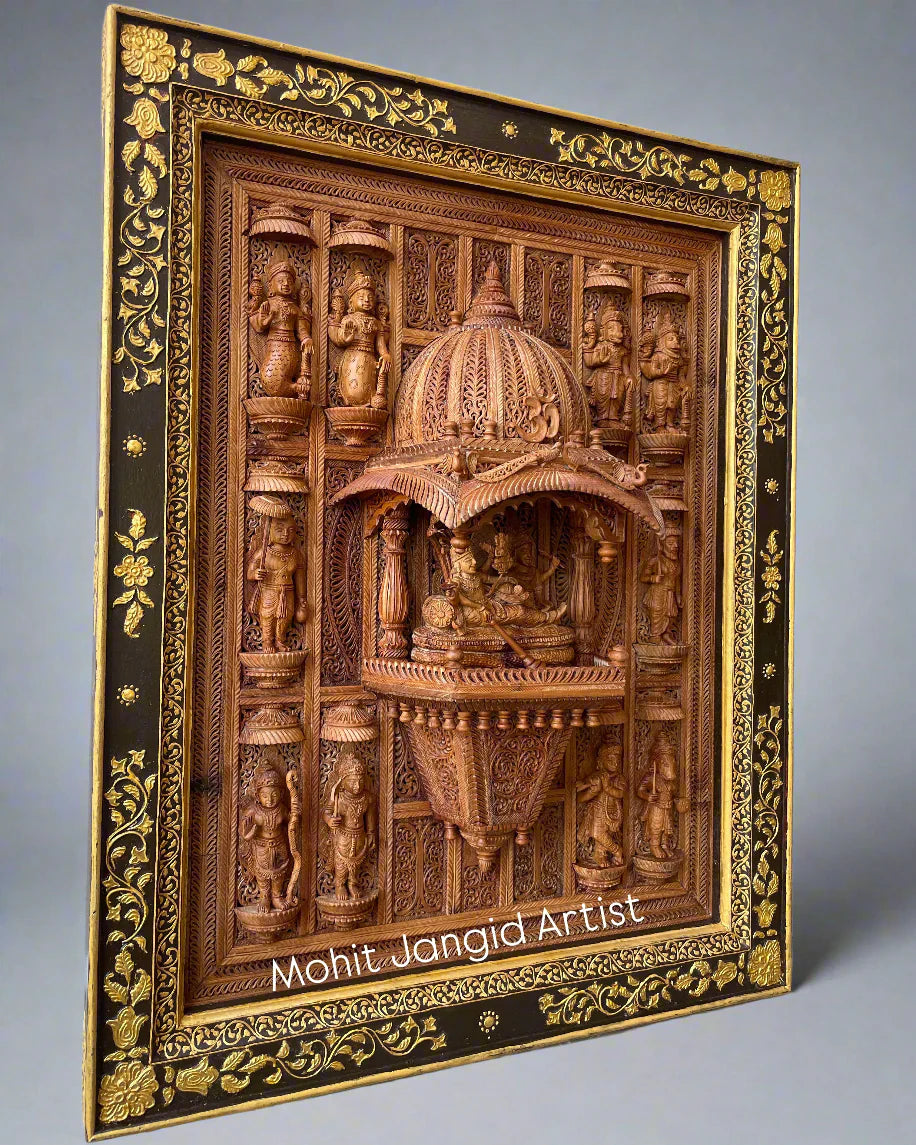 Sandalwood Hand Carved Lord Vishnu Dashavatar JHAROKHA