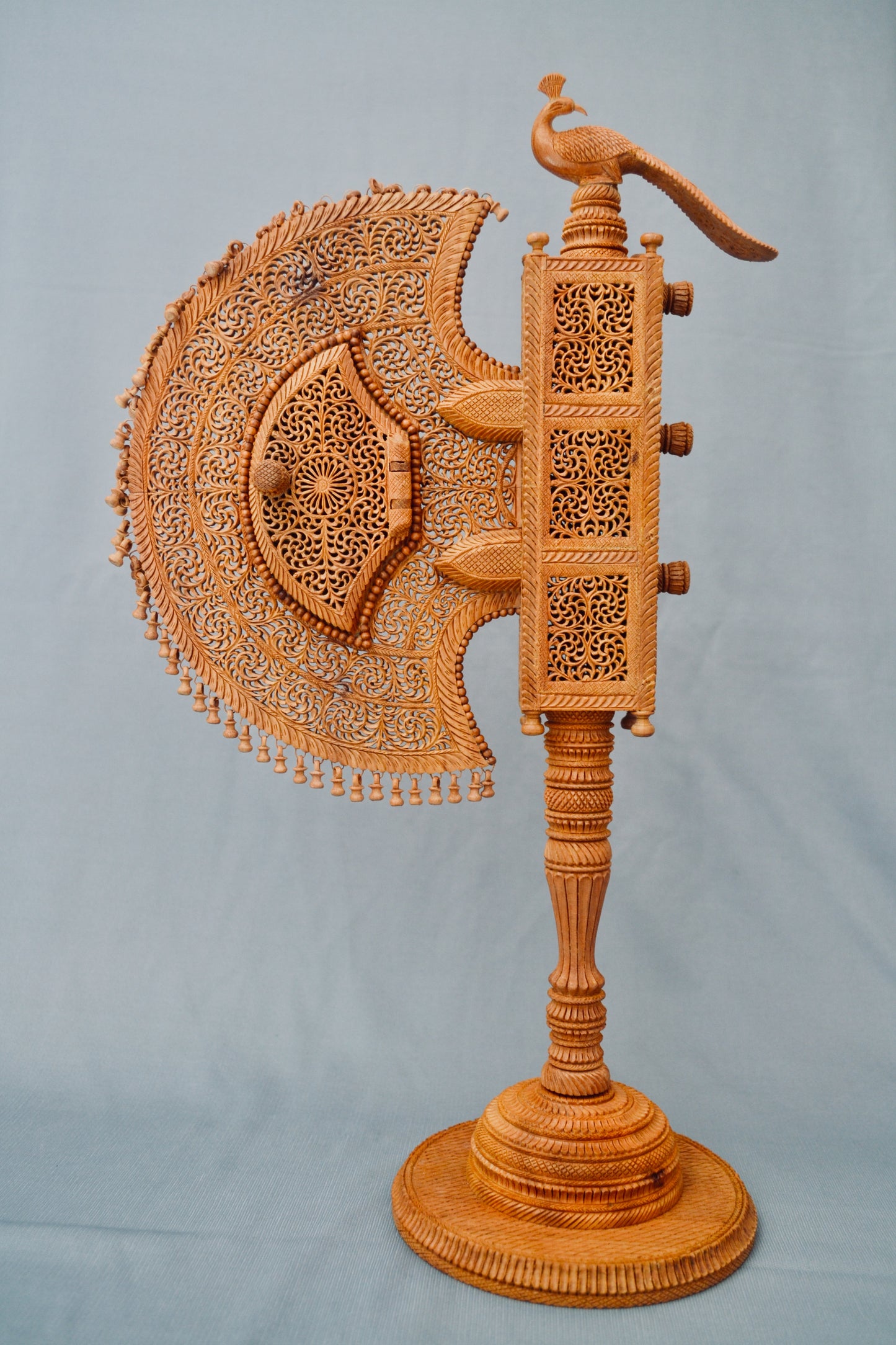 Sandalwood Krishna Pankhi by Jangid Family - 3 Opening Windows