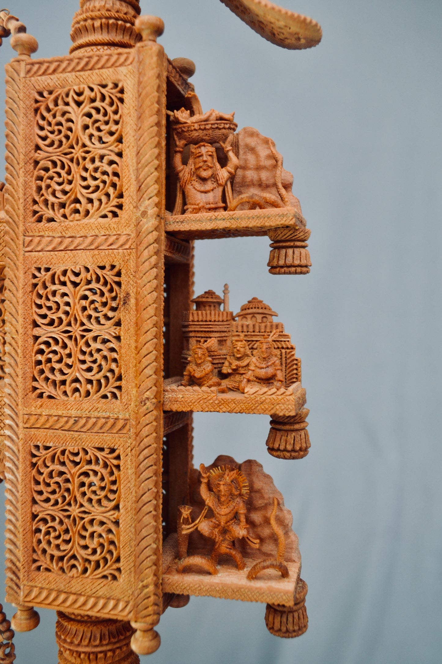 Sandalwood Krishna Pankhi by Jangid Family - 3 Opening Windows