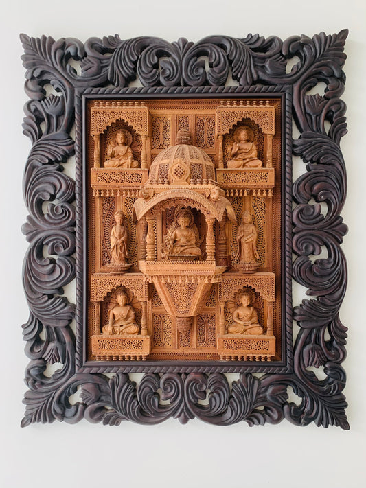 Sandalwood Carved BUDDHA Wall Hanging JHAROKHA Decorative Piece