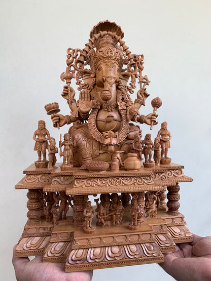 Sandalwood GANESH DARBAR Statue