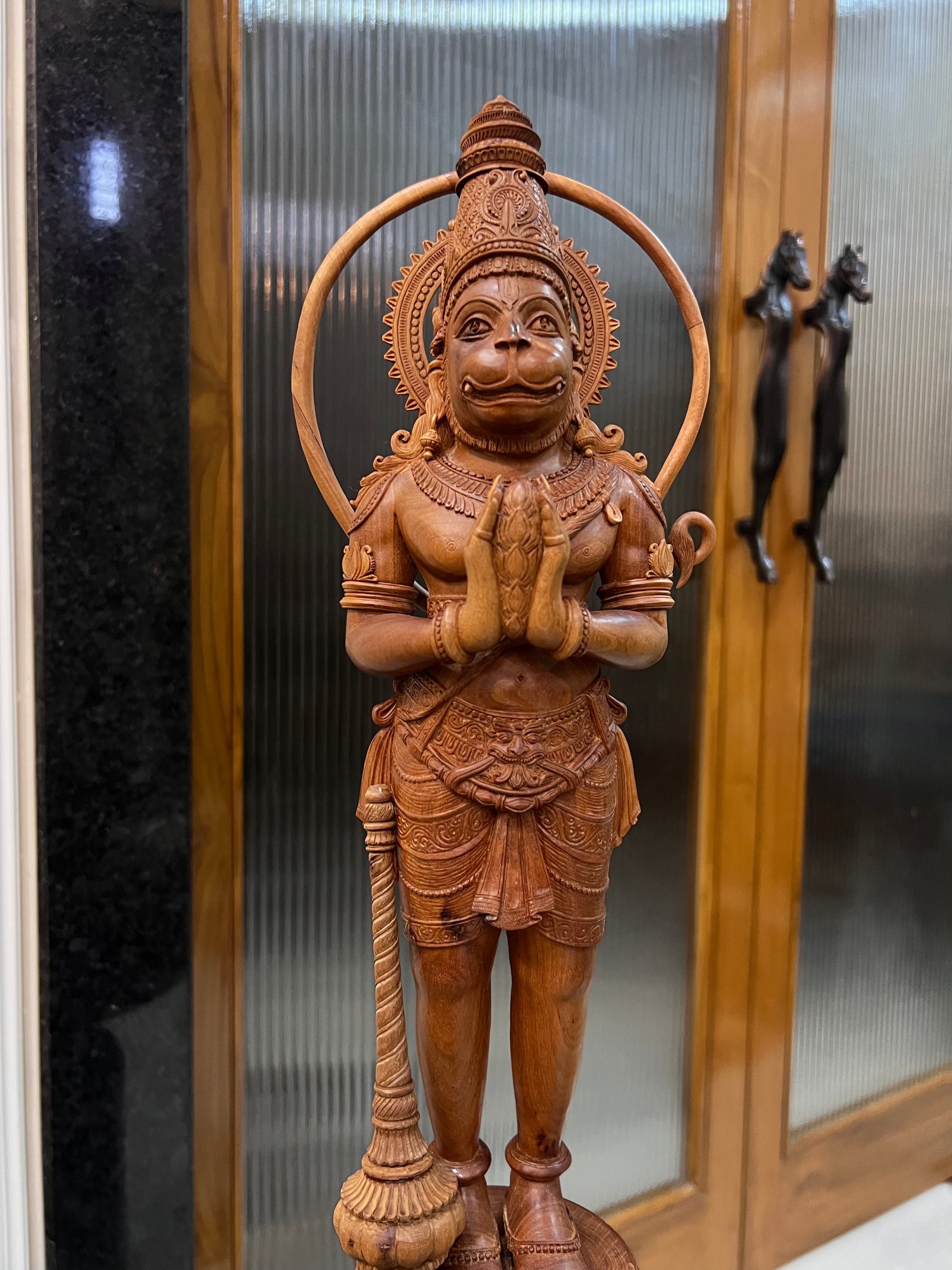 Sandalwood Lord Hanuman Standing Statue