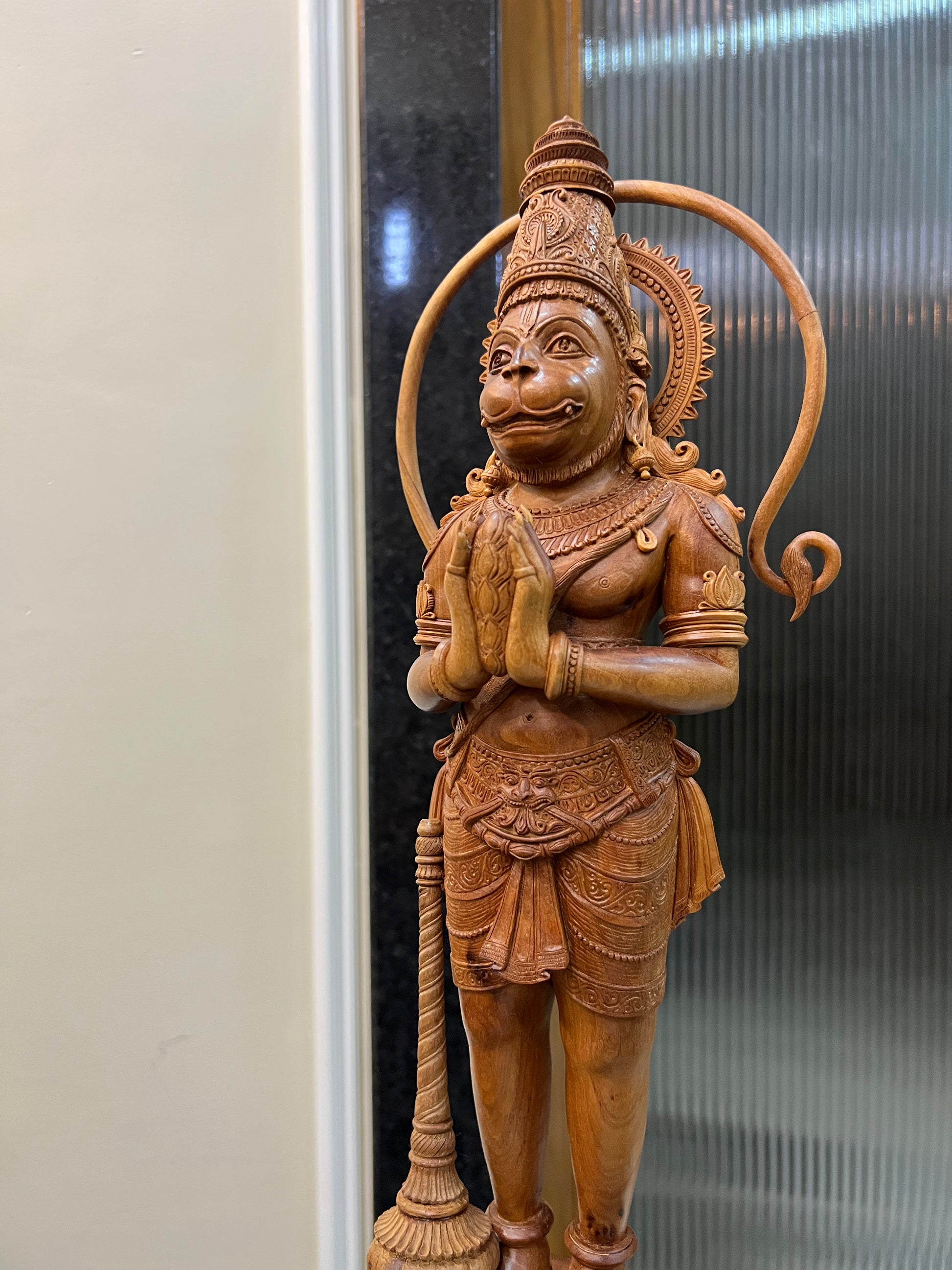 Sandalwood Lord Hanuman Standing Statue