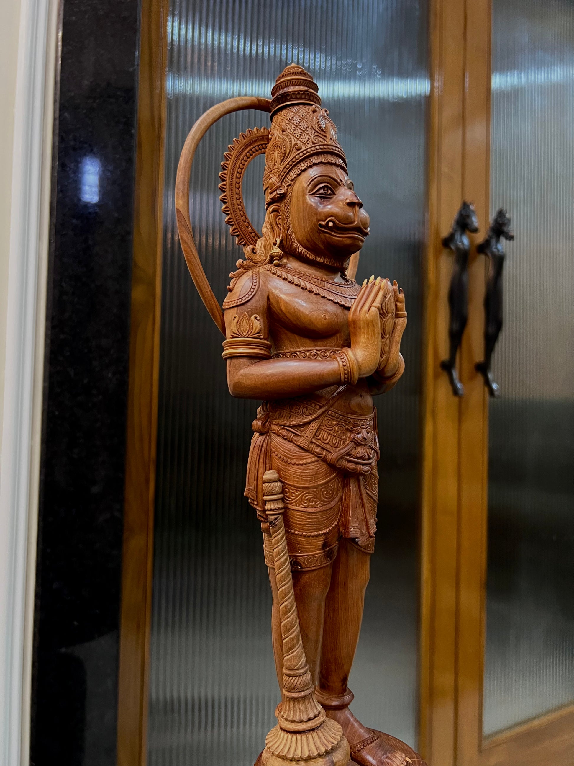 Sandalwood Lord Hanuman Standing Statue