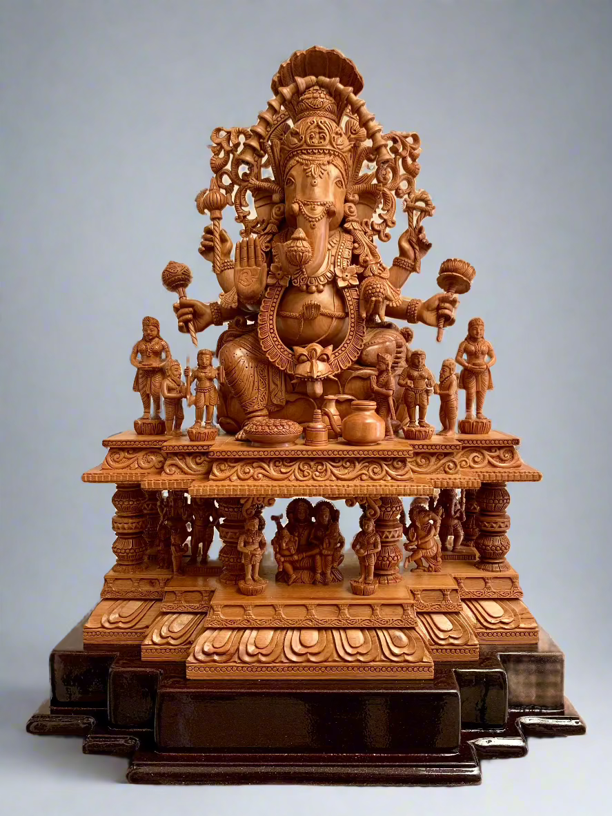 Sandalwood GANESH DARBAR Statue