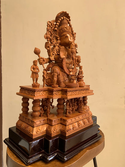 Sandalwood GANESH DARBAR Statue