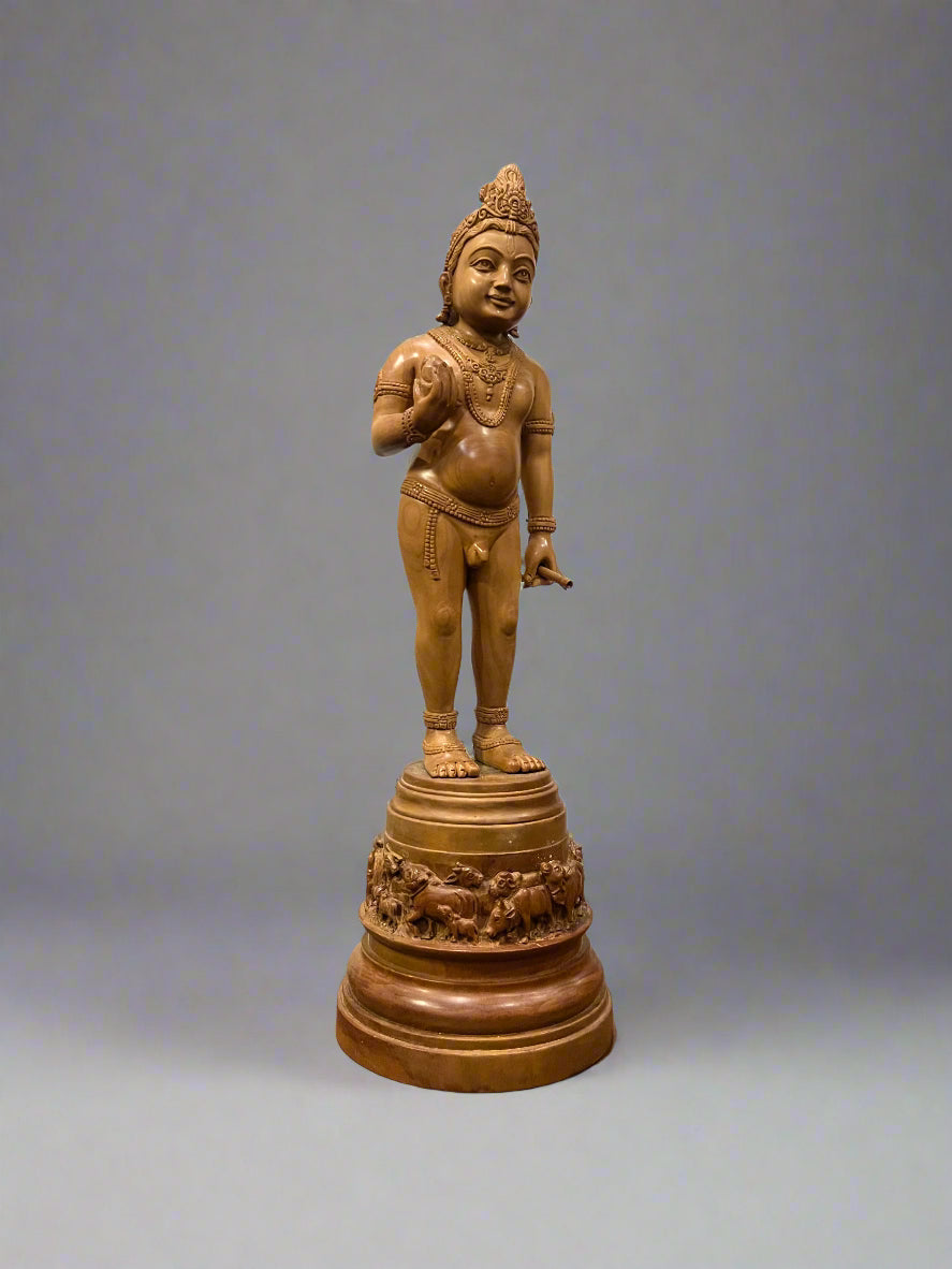 Sandalwood Rare Baby Krishna Statue - Malji Arts