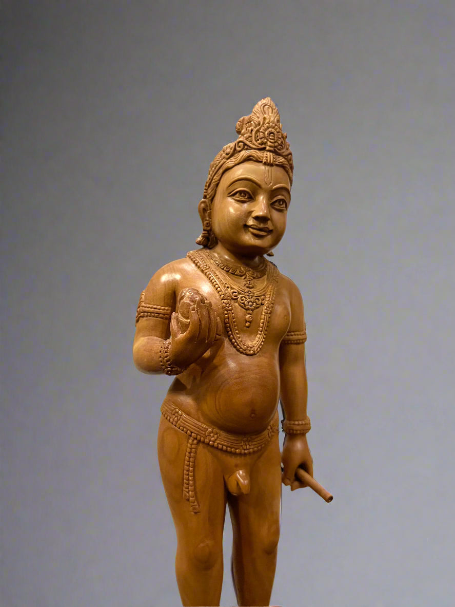 Sandalwood Rare Baby Krishna Statue - Malji Arts