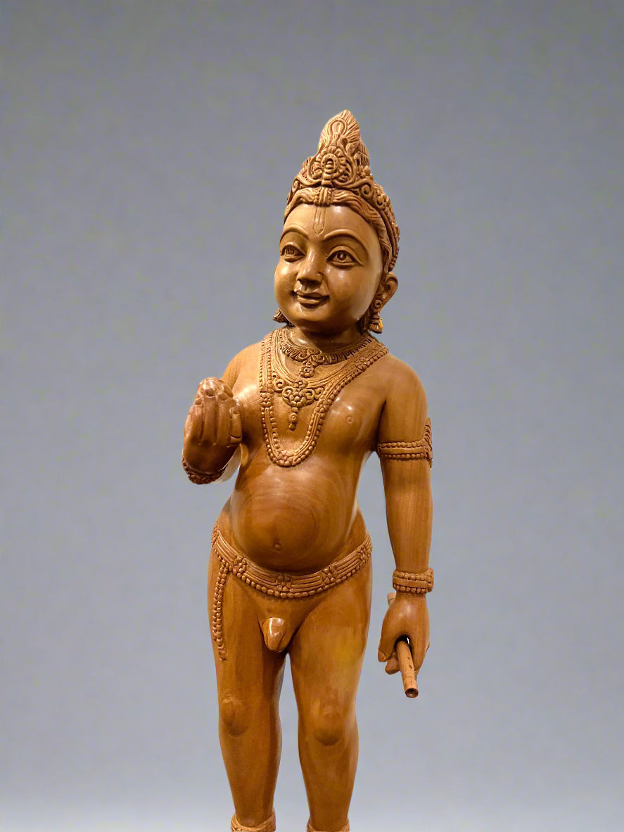 Sandalwood Rare Baby Krishna Statue - Malji Arts