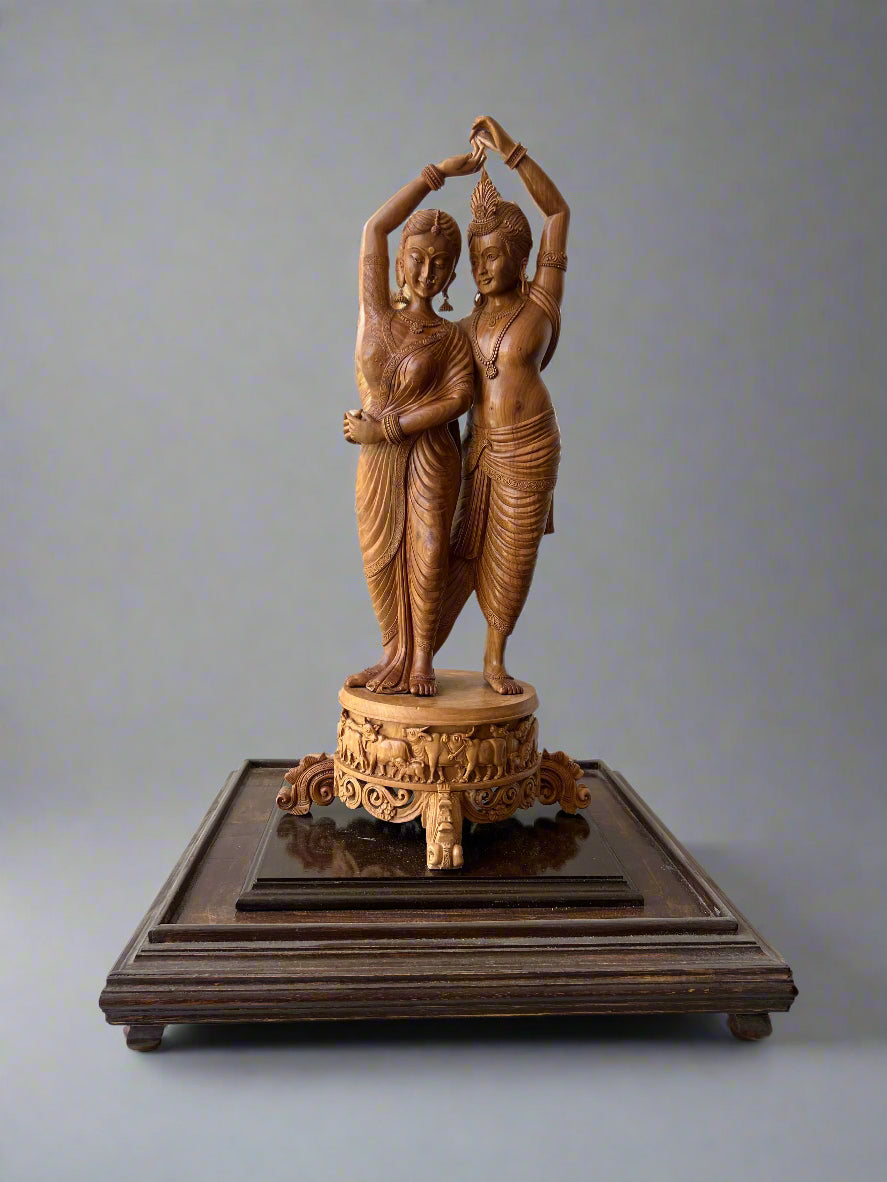 Sandawood Rare Dancing Radha Krishna Statue - Malji Arts