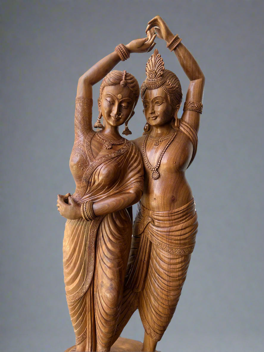 Sandawood Rare Dancing Radha Krishna Statue - Malji Arts