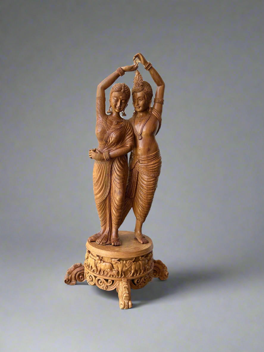 Sandawood Rare Dancing Radha Krishna Statue - Malji Arts