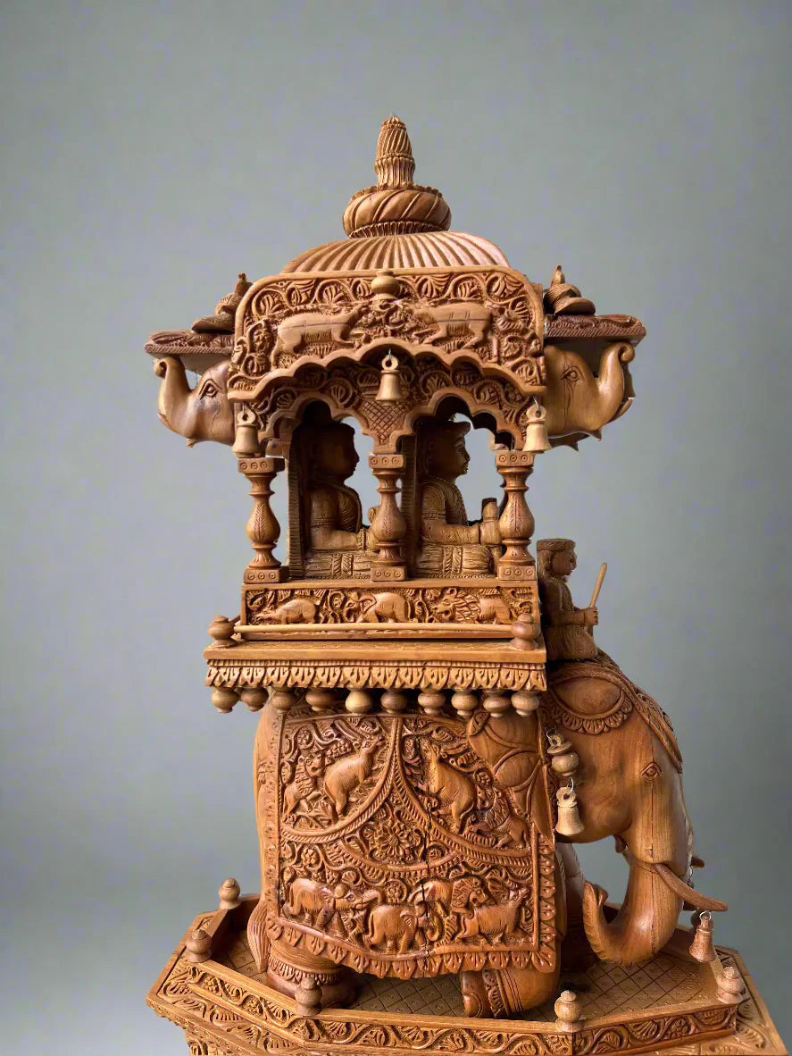 Sandalwood Fine Carved Royal Elephant Ambabari