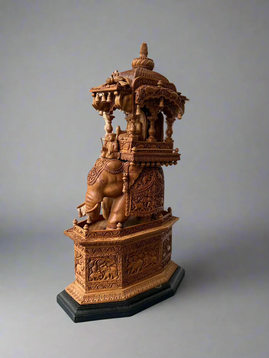 Sandalwood Fine Carved Royal Elephant Ambabari