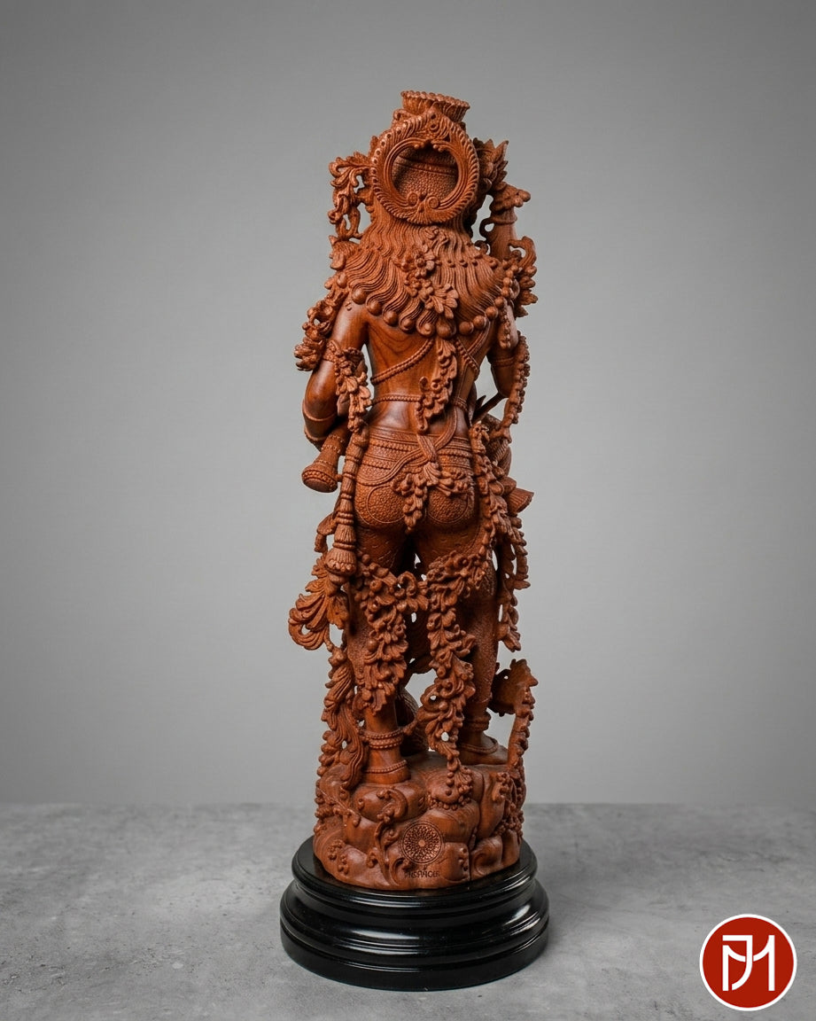 24-inch sandalwood sculpture of Radha Krishna
