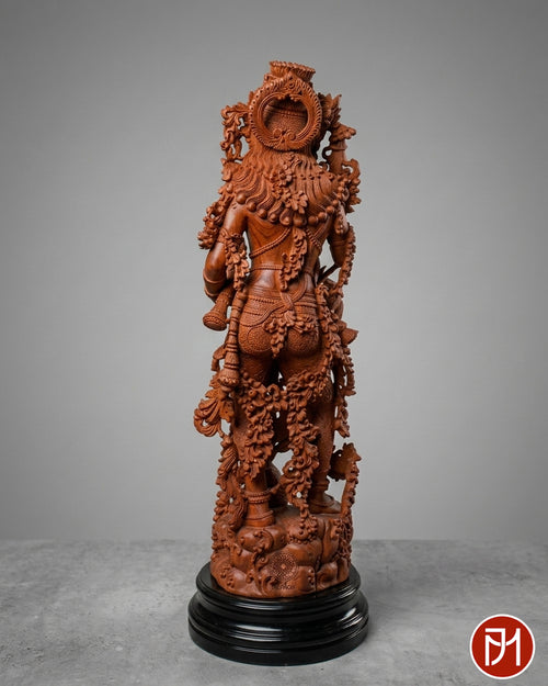 24-inch sandalwood sculpture of Radha Krishna