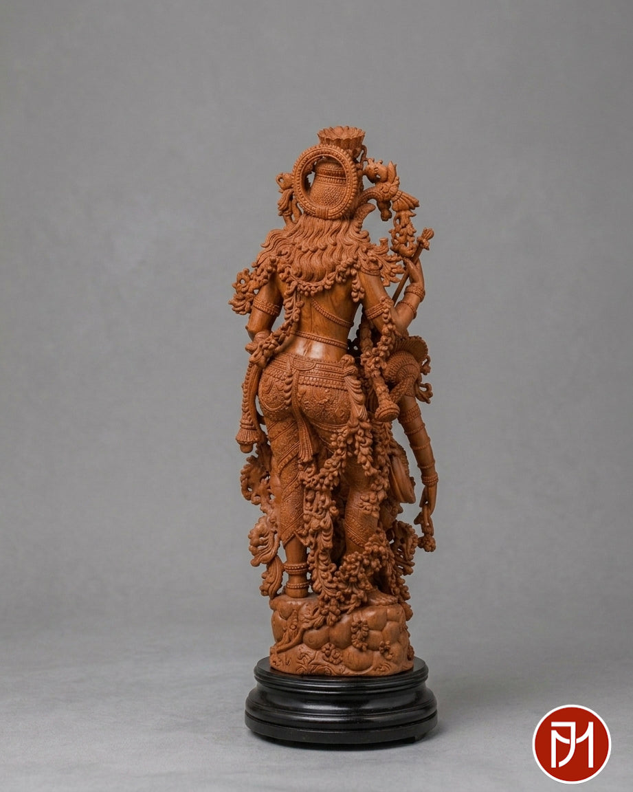 24-inch sandalwood sculpture of Radha Krishna