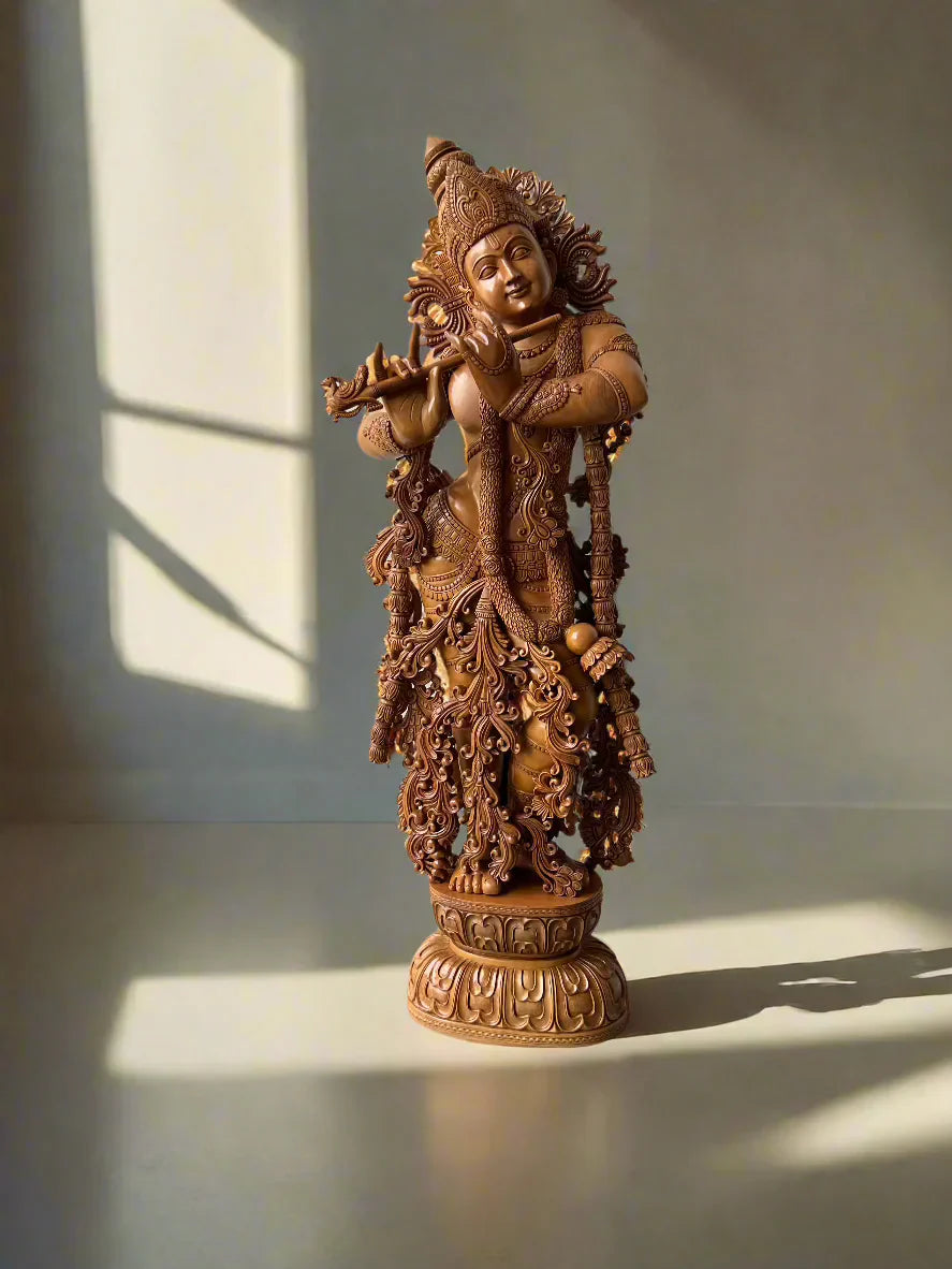 2.5 ft Sandalwood Large Krishna Statue