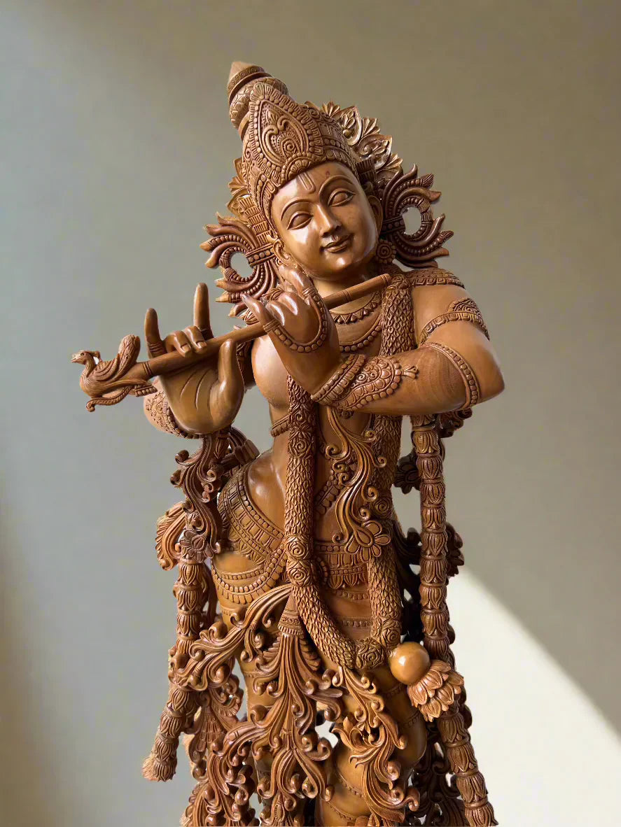 2.5 ft Sandalwood Large Krishna Statue