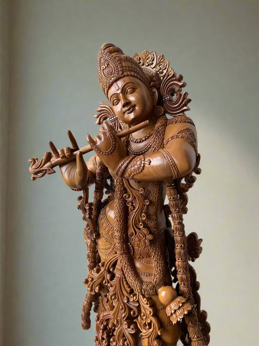 2.5 ft Sandalwood Large Krishna Statue
