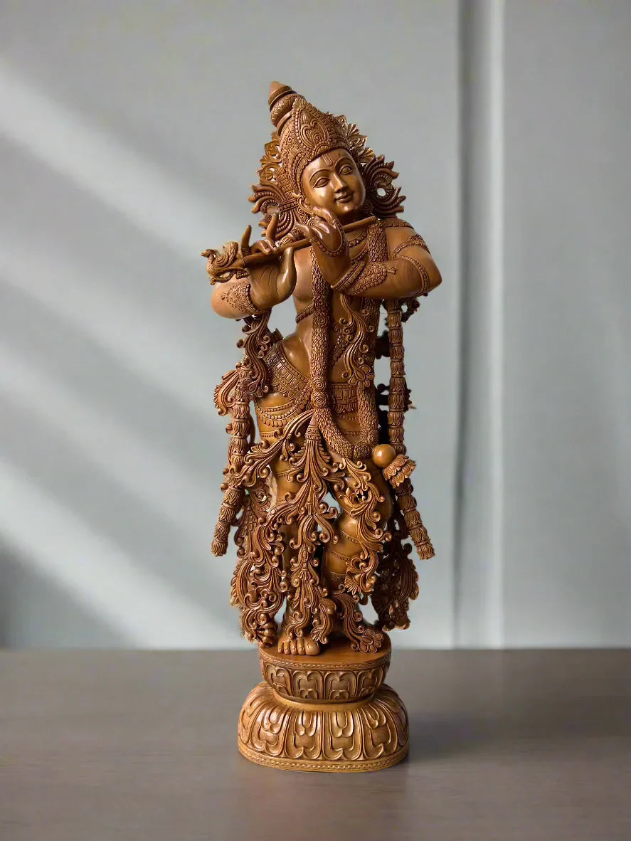 2.5 ft Sandalwood Large Krishna Statue
