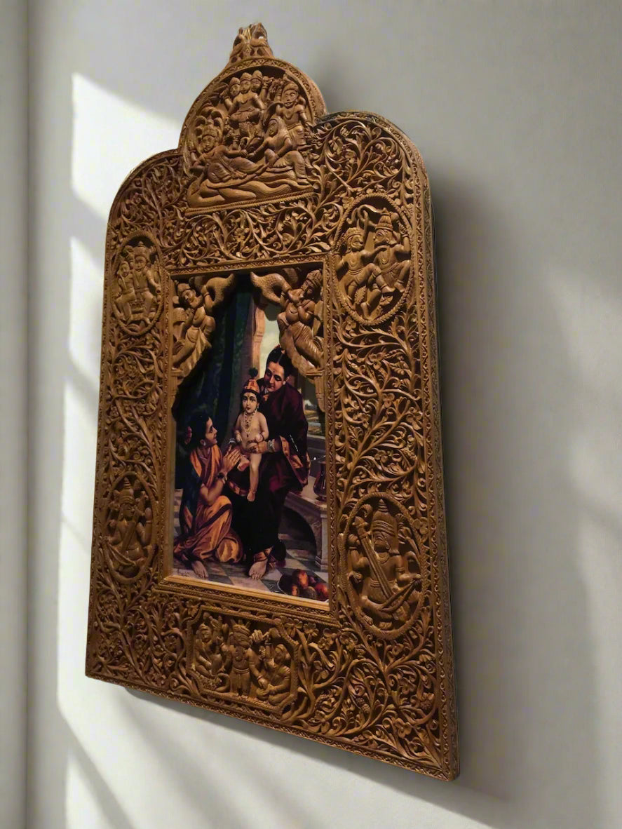 Sandalwood Rare Hand Carved Mirror Frame wall hanging artwork