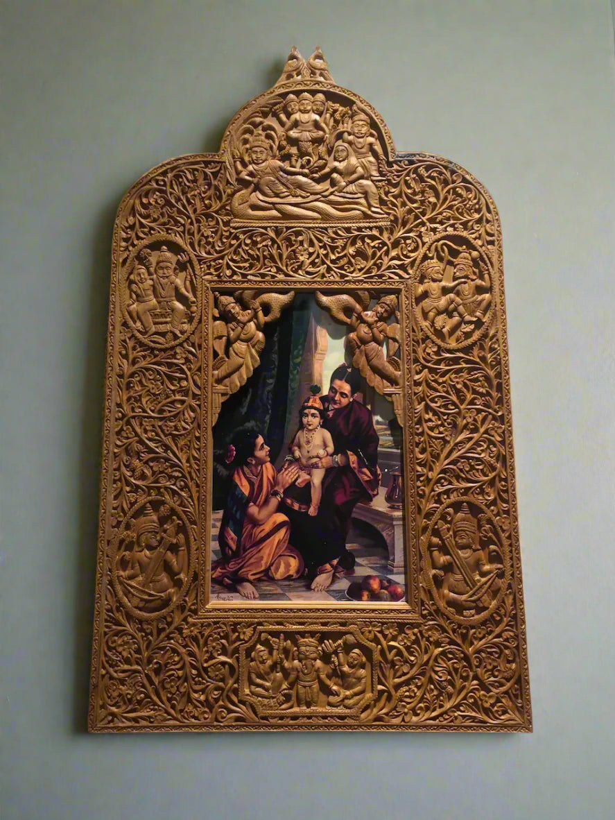 Sandalwood Rare Hand Carved Mirror Frame wall hanging artwork