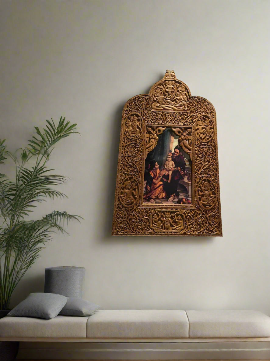 Sandalwood Rare Hand Carved Mirror Frame wall hanging artwork