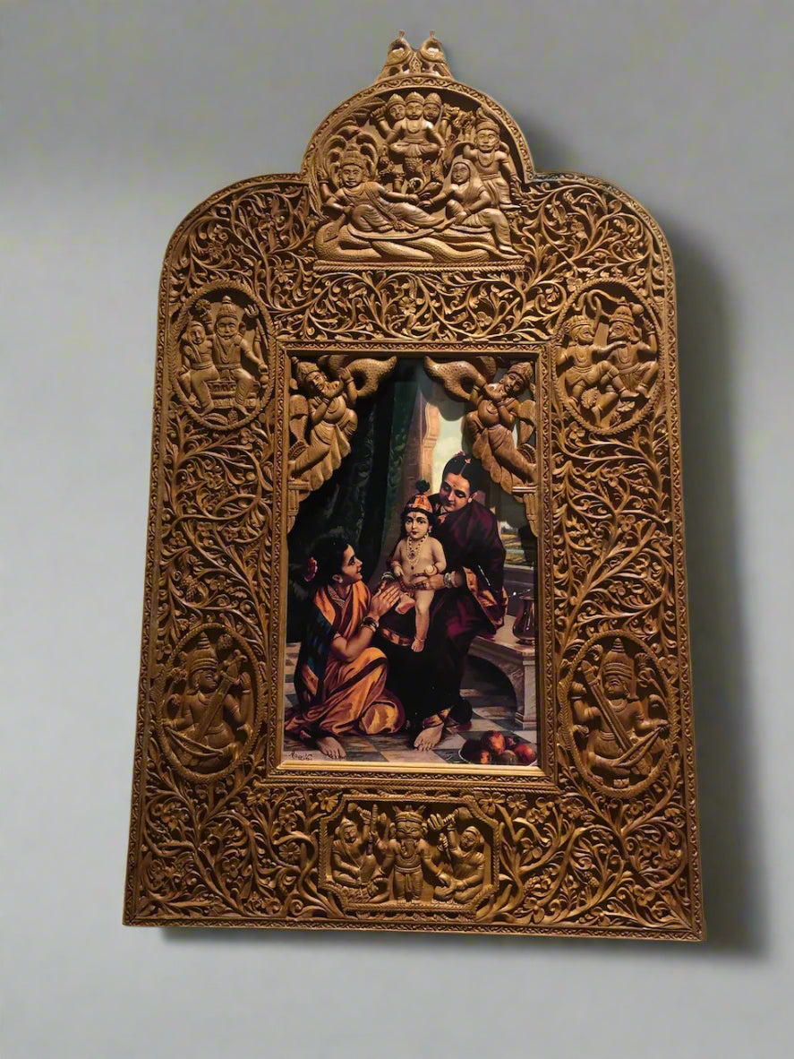 Sandalwood Rare Hand Carved Mirror Frame wall hanging artwork
