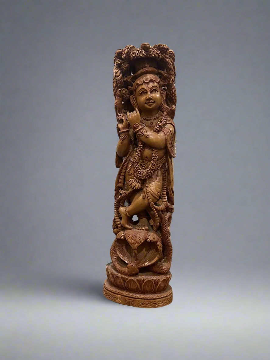 Sandalwood Baal Krishna Under Tree