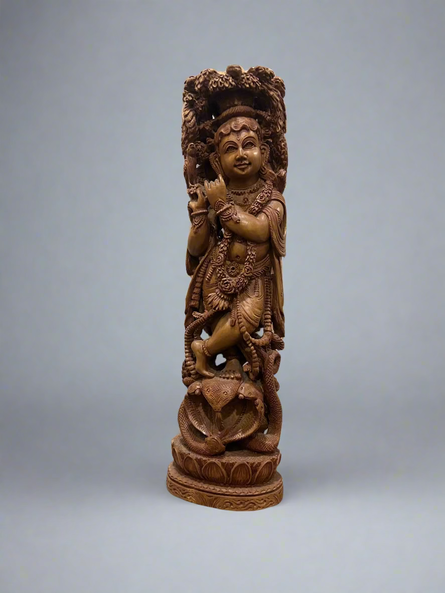 Sandalwood Baal Krishna Under Tree