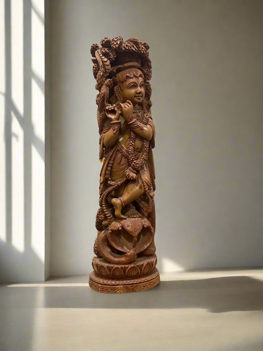 Sandalwood Baal Krishna Under Tree