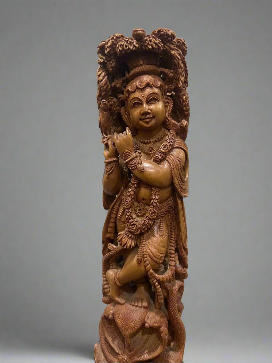 Sandalwood Baal Krishna Under Tree