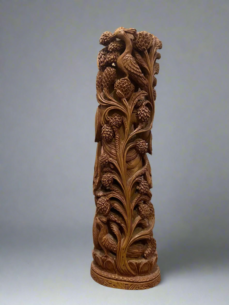 Sandalwood Baal Krishna Under Tree