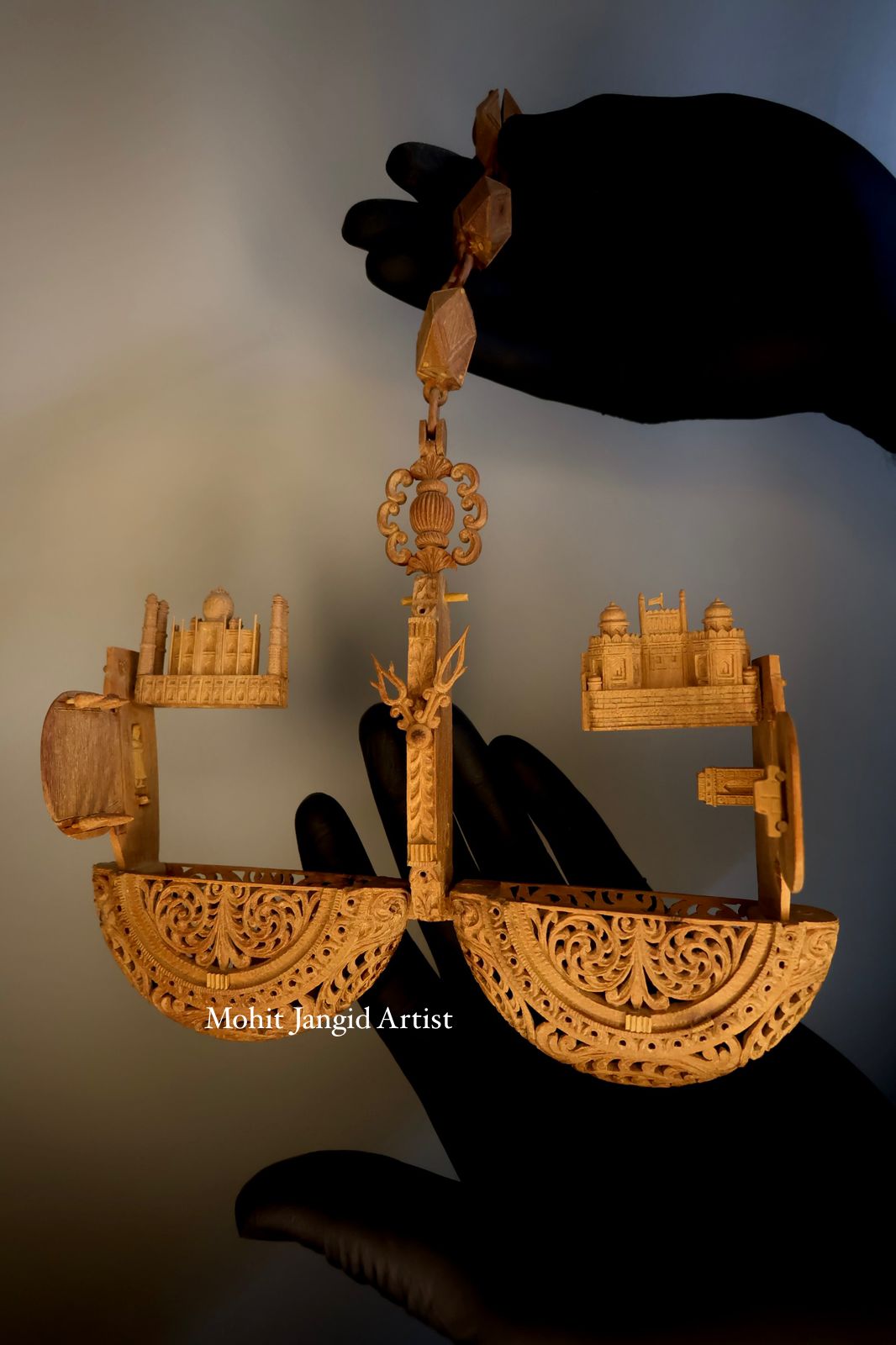 Sandalwood Carved Opening Pocket Watch Collective Piece