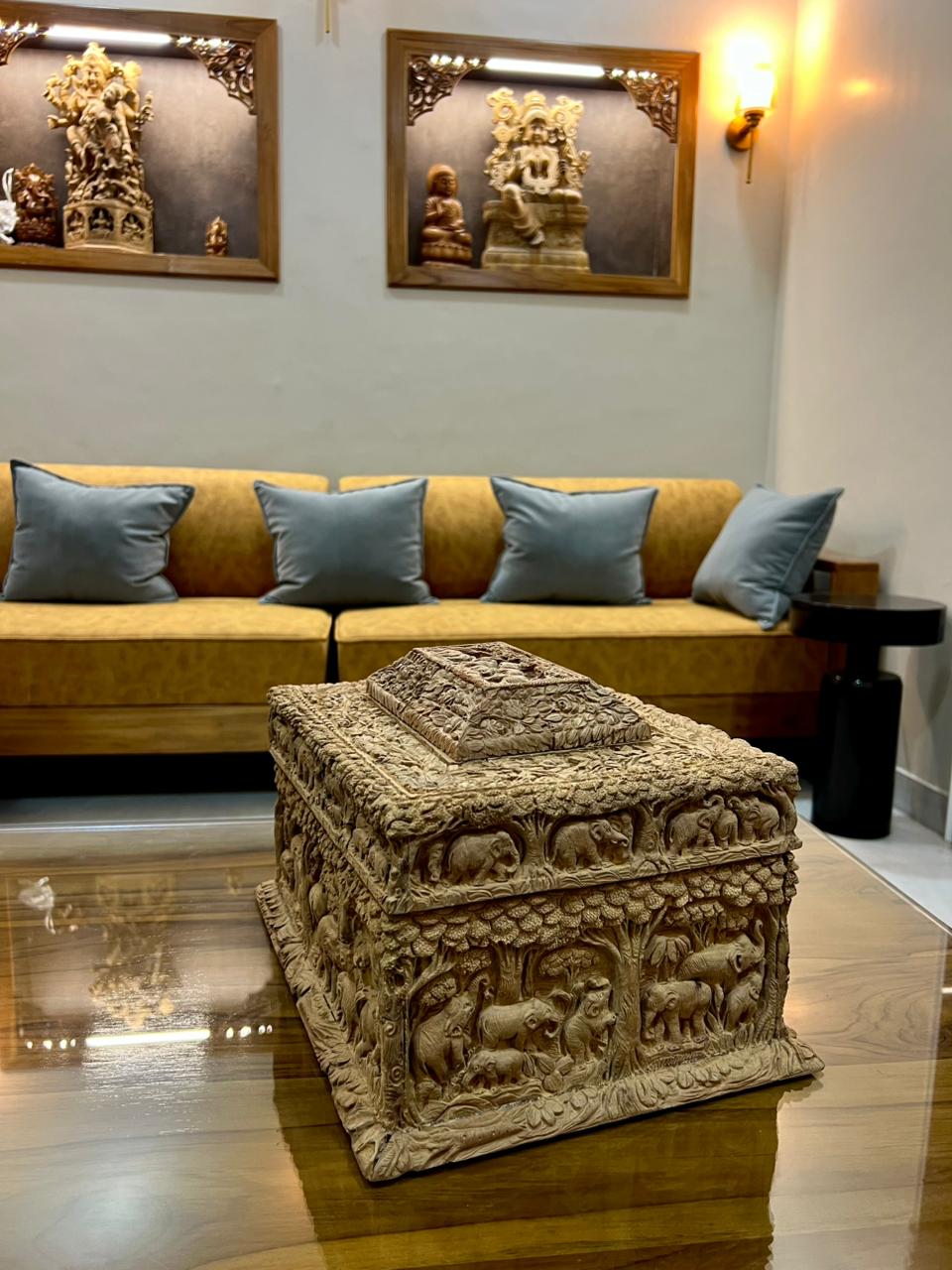 Sandalwood Hand Carved Jewelery Box