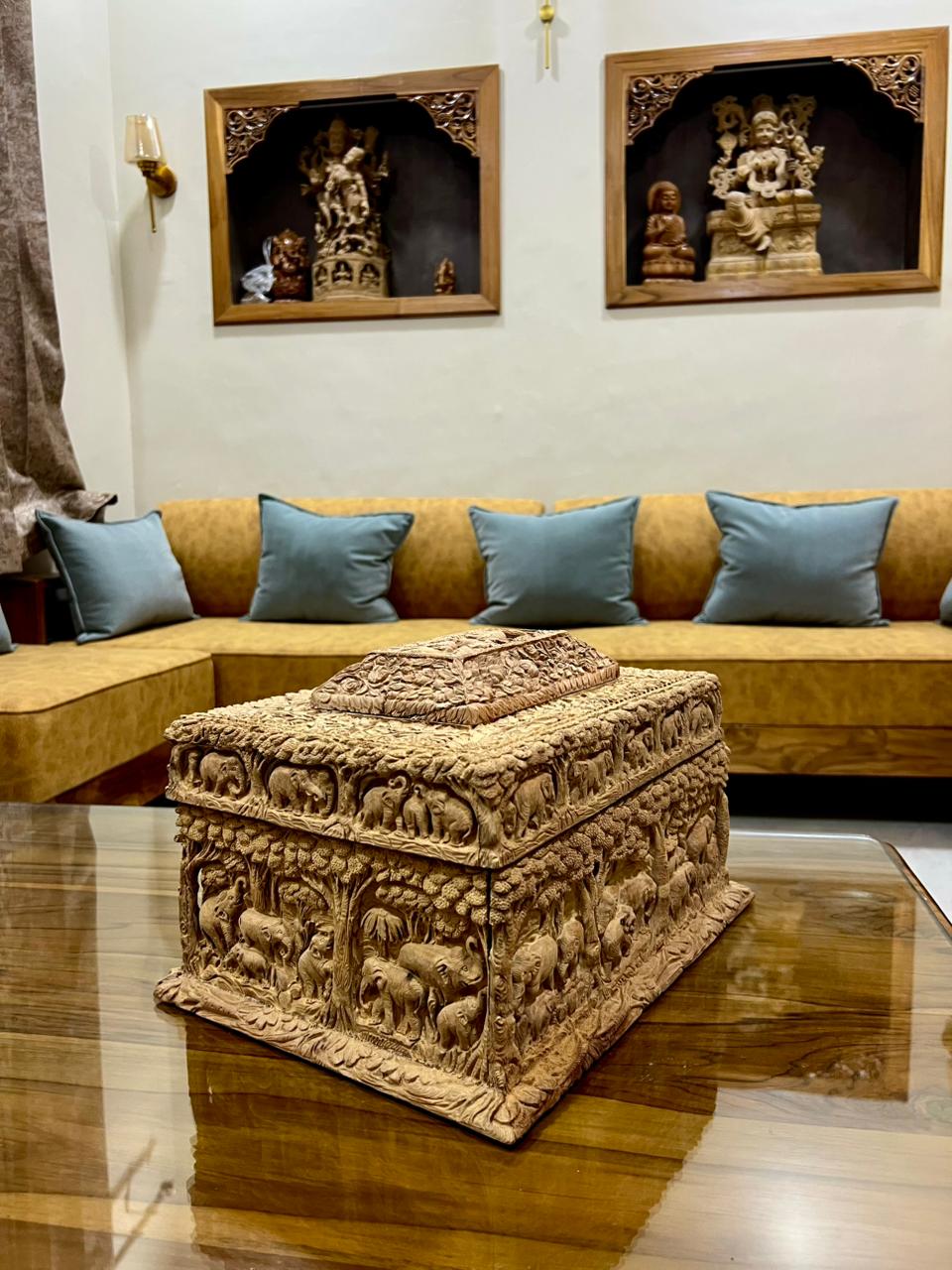 Sandalwood Hand Carved Jewelery Box