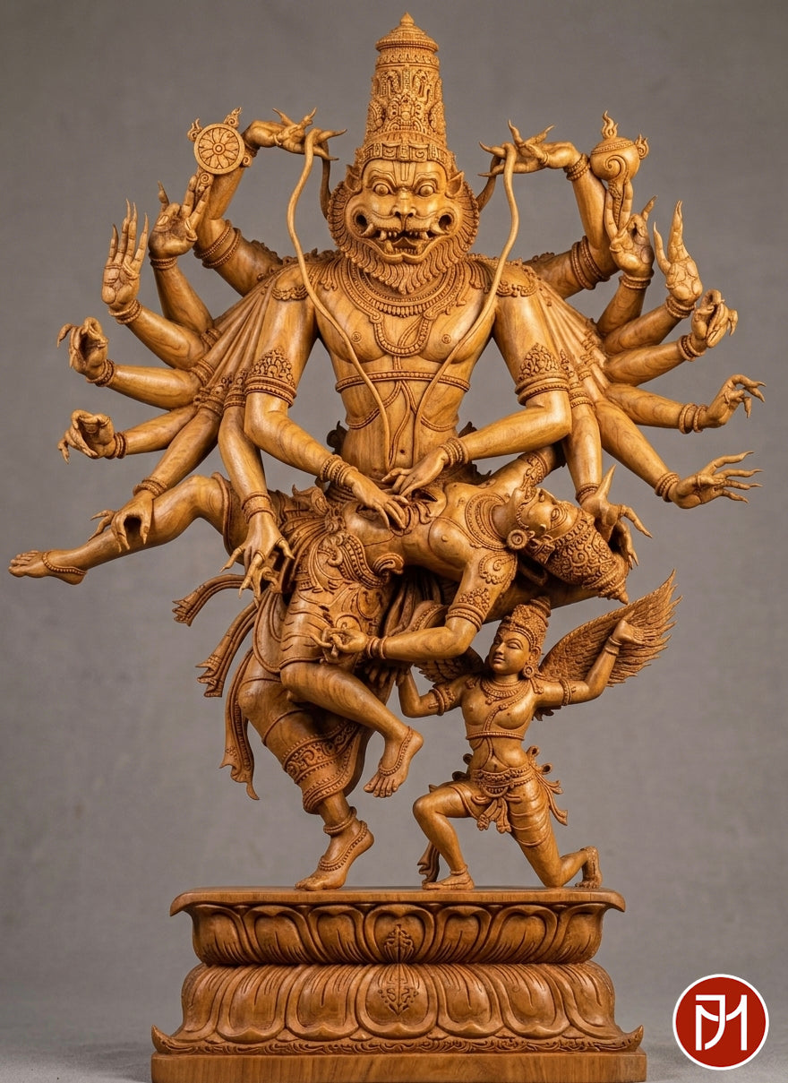 Narasimha in his powerful 16-armed form
